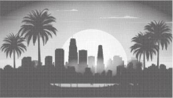 Silhouette of the city skyline with palm trees vector