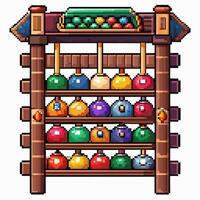Colorful Pixel Art Shelf with Potion Bottles and Magic Book vector