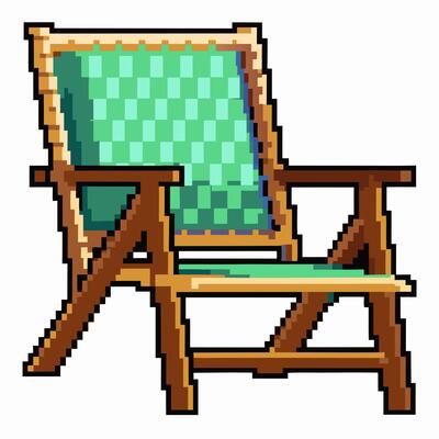 Retro Pixel Art Beach Chair Illustration for Summer and Gaming Designs