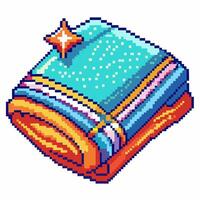 Pixel Art Towel with Sparkle Effect Retro 8 Bit Illustration vector