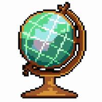 Pixel Art Globe Illustration in Retro Style for Digital Design Projects vector