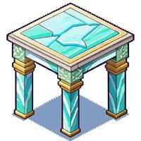 Elegant Isometric Glass Table with Marble Columns in Vintage Style vector