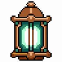 Vintage Pixel Art Lantern Illustration Retro Gaming Style Light Source vector