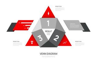 Venn diagram infographic geometric chart template business presentation. vector