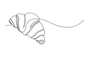 Continuous one line art Croissant icon badge bakery vector