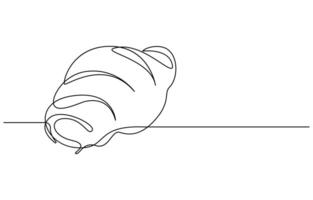 Continuous one line art Croissant icon badge bakery, vector