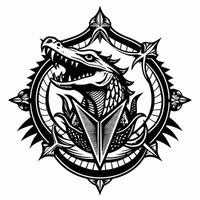 Intricate Gothic Dragon Emblem with Medieval Design Elements vector