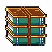 Pixel Art Stack of Books with Brown Cover in Retro Style vector