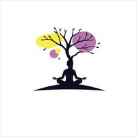 A logo for a yoga studio with a tree in the middle vector