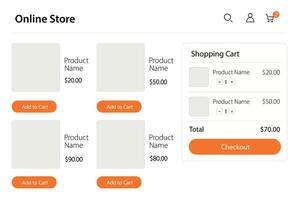Online store layout with product list vector