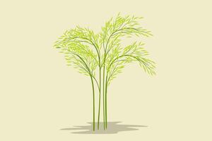 Thin bamboo tree illustration with shadow vector