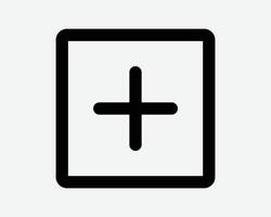 Plus Square Icon Positive Add Additional Sum Summing Math Mathematics Electric Battery Terminal Charge First Aid Medic Sign Symbol Illustration Artwork vector