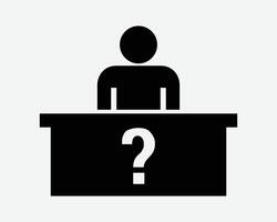Help Desk Icon Customer Service Front Hotel Concierge Lobby Receptionist Client Support Question Mark Information Info Counter Check In Business Sign Symbol vector
