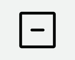 Negative Square Icon Black Outline Line Shape Dash Minus Less Zoom Out Scale Down Battery Terminal Box Illustration Graphic Sign Symbol Delete vector