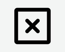 Cross X Square Line Icon vector