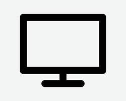 Monitor Flat Screen Icon TV Display Television Computer Equipment Digital LCD LED Tech Technolgy Device Desktop Panel Black Shape Symbol Sign Graphic vector