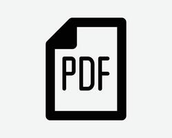 PDF Document File Outline Icon Doc Page Sheet Paper Folded Black White Line Graphic Print Text Note Contract Computer Digital Save Download vector