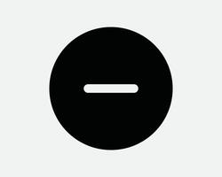 Negative Terminal Solid Circle Icon Battery Charge Minus Sign Black Round Button Less Zoom Out Scale Down Reduce Lower Low Remove Minimize Dash Subtract vector
