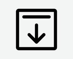 Download Outline Line Square Icon Down Load Cloud Storage Server Path Direction Navigation Box Cube Loading Website App Sign Symbol Document File vector