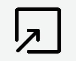 Open New Window Tab Outline Line Arrow Icon Sign Symbol Pointer File URL Site Link Hyperlink Popup Digital Shape Illustration App Navigation vector