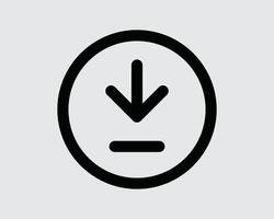 Download Arrow Round Icon Down Load Button Circle Outline Line Shape Loading Data Storage Archive Sign Symbol Black White Graphic Cloud vector