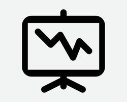 Graph Chart On Screen Display Icon Business Presentation Market Data Evaluation Stock Share Price Economy Finance Projection Trend Line Sign vector