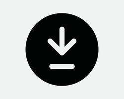 Download round icon sign symbol Down Load Button Black White Graphic Illustration Artwork Storage Data cloud archive pointer point arrowhead vector