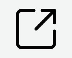 New Window Tab Outline Line Shape Arrow Icon Sign Symbol Arrowhead Point Pointer Pointing User Web App Interface Pop Up File Document Shape vector