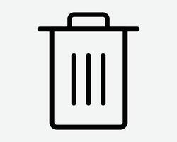 Dustbin Outline Icon Trash Can Line Shape Trashcan Delete Symbol Waste Bin with Lid Cover Refuse Container Junk Recycle Disposal Dispose Sign vector