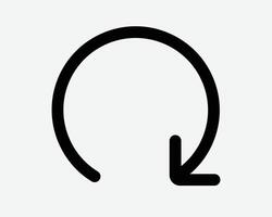 Reset Round Arrow Icon Cycle Recycle Black White Outline Line Sign Symbol Reser Repeat Reload Rotate Rotation Loop Sync Again Turn Right Side Path vector