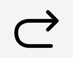 Redo Line Icon Arrow Arrowhead Point Pointer Forward Right Again Circle Circular Repeat Next Rotate Rotation Around Round Sign Symbol Navigation vector