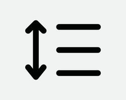 Text Line Spacing Icon Document Paragraph Format Align Gap Arrow Up Down Scale Size Layout Outline Shape Symbol Graphic Edit Editor Word vector