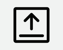 Upload Square Button Line Outline Arrow Point Pointing Data Storage Cloud Server Archive Box Black White Graphic Artwork Illustration Up Load vector