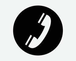 Phone Call Receiver Round Button Circle Black Icon Phonecall Calling Dial Handset Communication Talk Talking Customer Service Help Desk Icon Sign Symbol vector