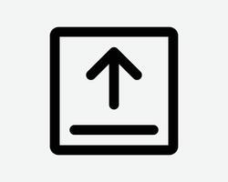 Upload Arrow Square Line Icon Up Load Upward Cloud Storage Box Direction Navigation Pathway Path Arrowhead Black Outline Server File Backup Black vector