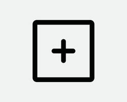 Positive Square Box Terminal Outline Line Shape Plus Add Addition Sum Summation Math Zoom In Scale Up Enlarge Increase Battery Charge Point Symbol Icon vector