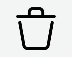 Trashcan Delete Icon Sign Symbol Trash Can Dustbin Recycling Container Refuse Bucket Bin Waste Outline Line Shape Garbage App Computer File vector