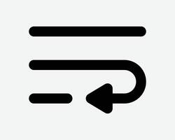 Text Wrap Icon Line Black Outline Arrow Path Direction Format Word Document Edit Editing Formatting Paragraph Web Website Banner Position Navigation vector