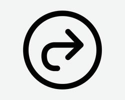 Redo Line Round Circle Icon Button Pointing Right Point Next Forward Path Direction Navigation Loop Reset Restart Rotation Outline Sign Symbol vector