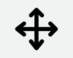 Up Down Left Right Four Arrow Icon Cursor Pan Scale Move Point Pointer Expand Direction Orientation North South East West Compass Path Arrowhead Symbol vector