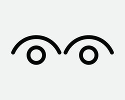 Two Eyes Line Icon Watching Watch Observe Look Observation Outline Shape Graphic Illustration Artwork CCTV Investigation Cartoon Looking vector