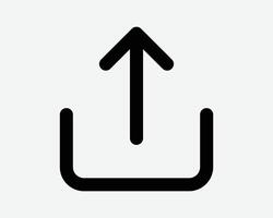 Share Arrow Line Icon Sharing Arrowhead Point Pointer Direction Upload Up Load Loading File Cloud Storage Send Forward Outline Path Black Graphic vector