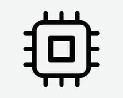 Processor Chip Icon Computer CPU Central Processing Unit Technology Semi Conductor Electronic Circuit System AI Process System Electrical Microchip Nanochip Shape vector