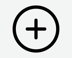 Positive Round Terminal Icon Plus Add Addition Circle Battery Point Charge Math Sum Medicine First Aid Emergency Line Outline Button Sign Symbol vector