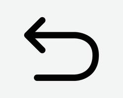 Undo Round Arrow Icon Pointing Left Point Direction Again Repeat Circular Arrowhead Aim Pointer Refresh Reload Return Turn Next Sign Symbol vector