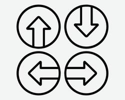 Four Arrows Pointing Up Down Left Right 4 Pointers Point North South East West Outline Circle Round Arrowhead Points Black Line Icon Sign Symbol vector