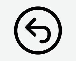 Undo Arrow Round Circle Icon Back Point Pointer Left Button Repeat Reload Circular Backward Restart Again Outline Line Shape Symbol Sign Graphic vector