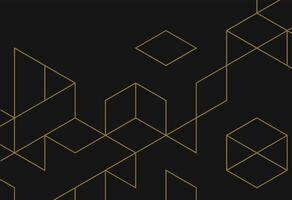 A black and gold geometric pattern with lines vector