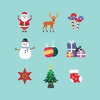 Flat Design Christmas Colorful Icons set. vector