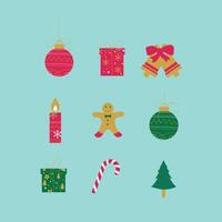 Flat Design Christmas Colorful various Icons set. vector